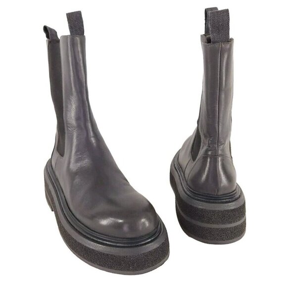 Marsell Zuccone Tronchetto Elast Chelsea Beatle Boots 37.5 7.5 Womens Lead Gray - Picture 2 of 14